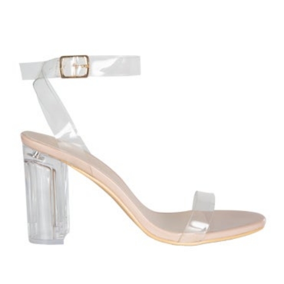 SOLD - Wildfire Regina Clear Block Heels Nude Sz 8/39 - Picture 3 of 9